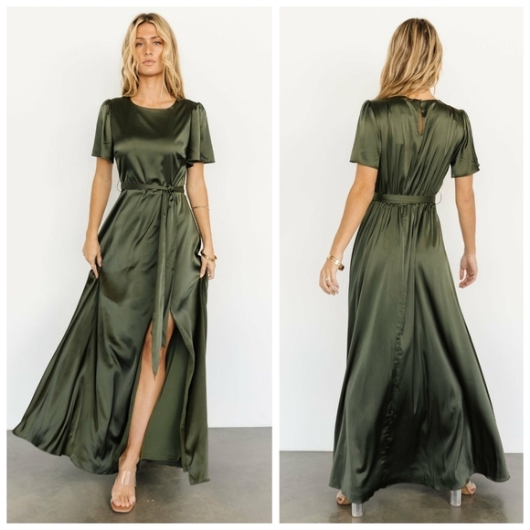 Baltic Born Dresses & Skirts - Baltic Born Juniper Green Agnes Satin Maxi Dress